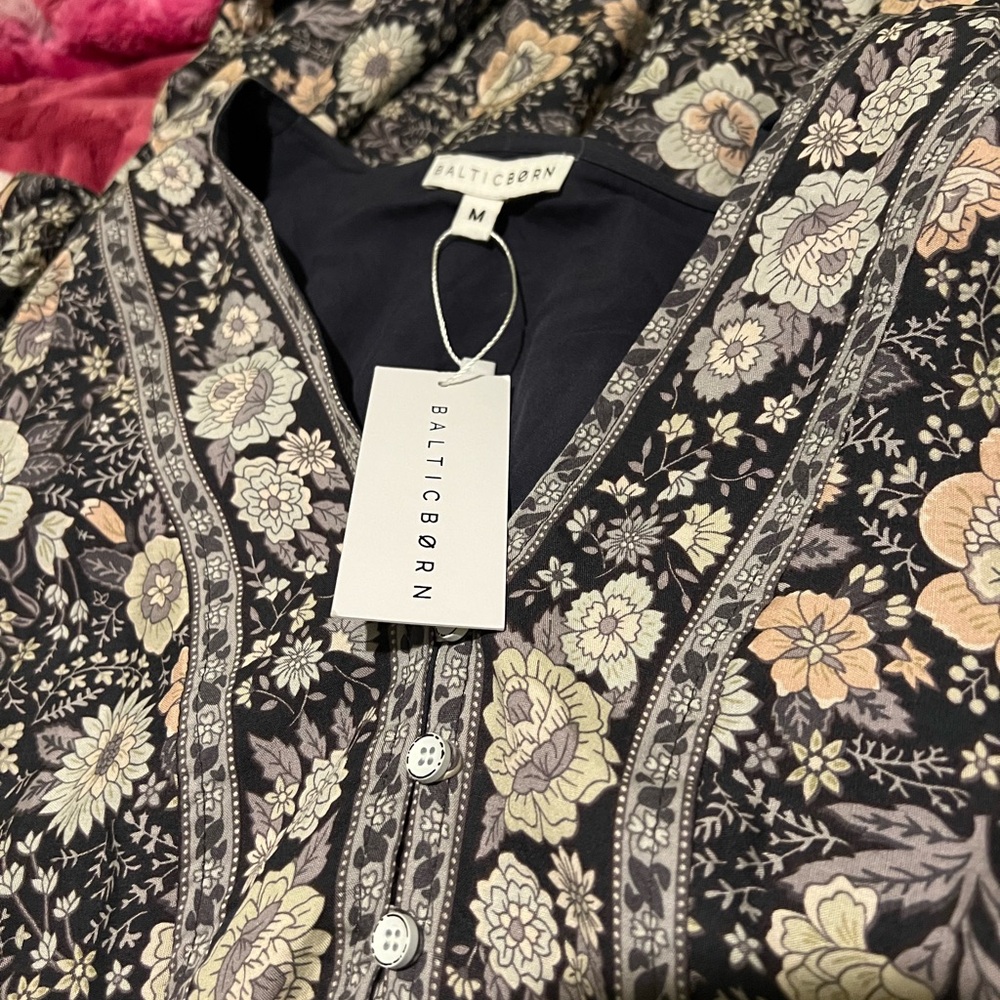 Baltic Born Black Floral Button-Up Top